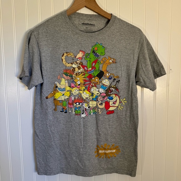 Nickelodeon Gray Graphic 90’s TV Show Collection Short Sleeve Shirt Size Small - Picture 1 of 8